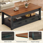 Itaar | Lift Top Coffee Table with Storage 47.2 Inch Farmhouse Coffee Table with 2 Drawers  Hidden Compartment
