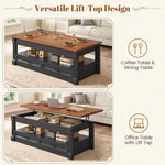 Itaar | Lift Top Coffee Table with Storage 47.2 Inch Farmhouse Coffee Table with 2 Drawers  Hidden Compartment