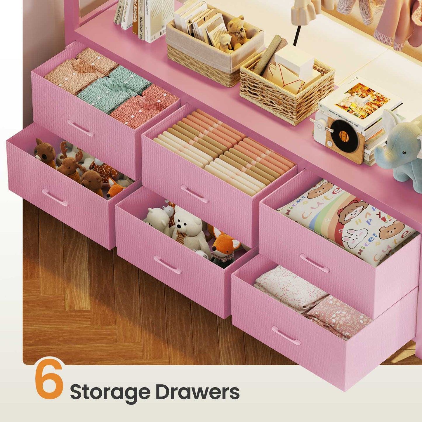 Itaar | Bunk Bed with Hall Tree and Power Outlet LED Bunk Bed Full Over Full with 6 Storage Drawers Safety Guardrail and Ladders