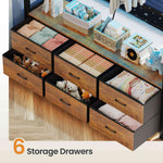 Itaar | Bunk Bed with Hall Tree and Power Outlet LED Bunk Bed Full Over Full with 6 Storage Drawers Safety Guardrail and Ladders