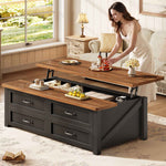 Itaar | 47.2 Inch Lift Top Coffee Table with Storage Farmhouse Coffee Tables for Living Room with 4 Wood Drawers