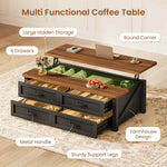 Itaar | 47.2 Inch Lift Top Coffee Table with Storage Farmhouse Coffee Tables for Living Room with 4 Wood Drawers