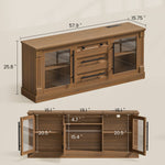Itaar | Farmhouse TV Stands for 65 Inch TV 3 Storage Cabinets 1 Drawer Living Room Bedroom Wood Media Console