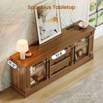 Itaar | Farmhouse TV Stands for 65 Inch TV 3 Storage Cabinets 1 Drawer Living Room Bedroom Wood Media Console