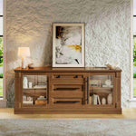 Itaar | Farmhouse TV Stands for 65 Inch TV 3 Storage Cabinets 1 Drawer Living Room Bedroom Wood Media Console