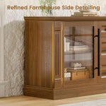 Itaar | Farmhouse TV Stands for 65 Inch TV 3 Storage Cabinets 1 Drawer Living Room Bedroom Wood Media Console