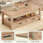 Itaar | Lift Top Coffee Table with Storage 47.2 Inch Farmhouse Coffee Table with 2 Drawers  Hidden Compartment