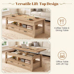 Itaar | Lift Top Coffee Table with Storage 47.2 Inch Farmhouse Coffee Table with 2 Drawers  Hidden Compartment