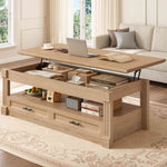 Itaar | Lift Top Coffee Table with Storage 47.2 Inch Farmhouse Coffee Table with 2 Drawers  Hidden Compartment
