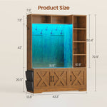 Itaar | Hall Tree with Bench and Shoe Storage Farmhouse Entryway Bench with Coat Rack 6 Storage Cubbies 10 Coat Hooks Led Lights