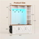 Itaar | Hall Tree with Bench and Shoe Storage Farmhouse Entryway Bench with Coat Rack 6 Storage Cubbies 10 Coat Hooks Led Lights