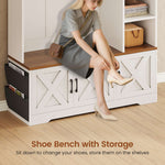Itaar | Hall Tree with Bench and Shoe Storage Farmhouse Entryway Bench with Coat Rack 6 Storage Cubbies 10 Coat Hooks Led Lights