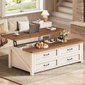 Itaar | 47.2 Inch Lift Top Coffee Table with Storage Farmhouse Coffee Tables for Living Room with 4 Wood Drawers