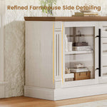 Itaar | Farmhouse TV Stands for 65 Inch TV 3 Storage Cabinets 1 Drawer Living Room Bedroom Wood Media Console