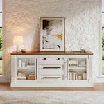 Itaar | Farmhouse TV Stands for 65 Inch TV 3 Storage Cabinets 1 Drawer Living Room Bedroom Wood Media Console