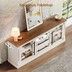 Itaar | Farmhouse TV Stands for 65 Inch TV 3 Storage Cabinets 1 Drawer Living Room Bedroom Wood Media Console