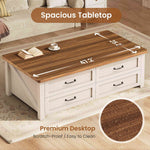 Itaar | 47.2 Inch Lift Top Coffee Table with Storage Farmhouse Coffee Tables for Living Room with 4 Wood Drawers