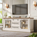 Itaar | Farmhouse TV Stands for 65 Inch TV 3 Storage Cabinets 1 Drawer Living Room Bedroom Wood Media Console
