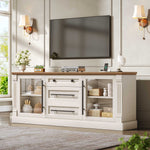 Itaar | Farmhouse TV Stands for 65 Inch TV 3 Storage Cabinets 1 Drawer Living Room Bedroom Wood Media Console