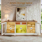 Itaar | Farmhouse TV Stands for 65 Inch TV 3 Storage Cabinets 1 Drawer Living Room Bedroom Wood Media Console