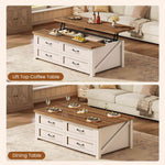 Itaar | 47.2 Inch Lift Top Coffee Table with Storage Farmhouse Coffee Tables for Living Room with 4 Wood Drawers