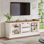 Itaar | Farmhouse TV Stands for 65 Inch TV 3 Storage Cabinets 1 Drawer Living Room Bedroom Wood Media Console