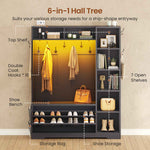 Itaar | Hall Tree with Bench and Shoe Storage Farmhouse Entryway Bench with Coat Rack Shoe Cabinet with Flip Drawers 7 Shelves 10 Coat Hooks Led Lights