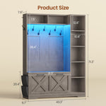 Itaar | Hall Tree with Bench and Shoe Storage Farmhouse Entryway Bench with Coat Rack Shoe Cabinet with Flip Drawers 7 Shelves 10 Coat Hooks Led Lights