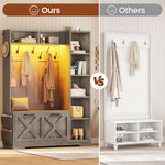 Itaar | Hall Tree with Bench and Shoe Storage Farmhouse Entryway Bench with Coat Rack Shoe Cabinet with Flip Drawers 7 Shelves 10 Coat Hooks Led Lights