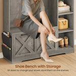 Itaar | Hall Tree with Bench and Shoe Storage Farmhouse Entryway Bench with Coat Rack Shoe Cabinet with Flip Drawers 7 Shelves 10 Coat Hooks Led Lights