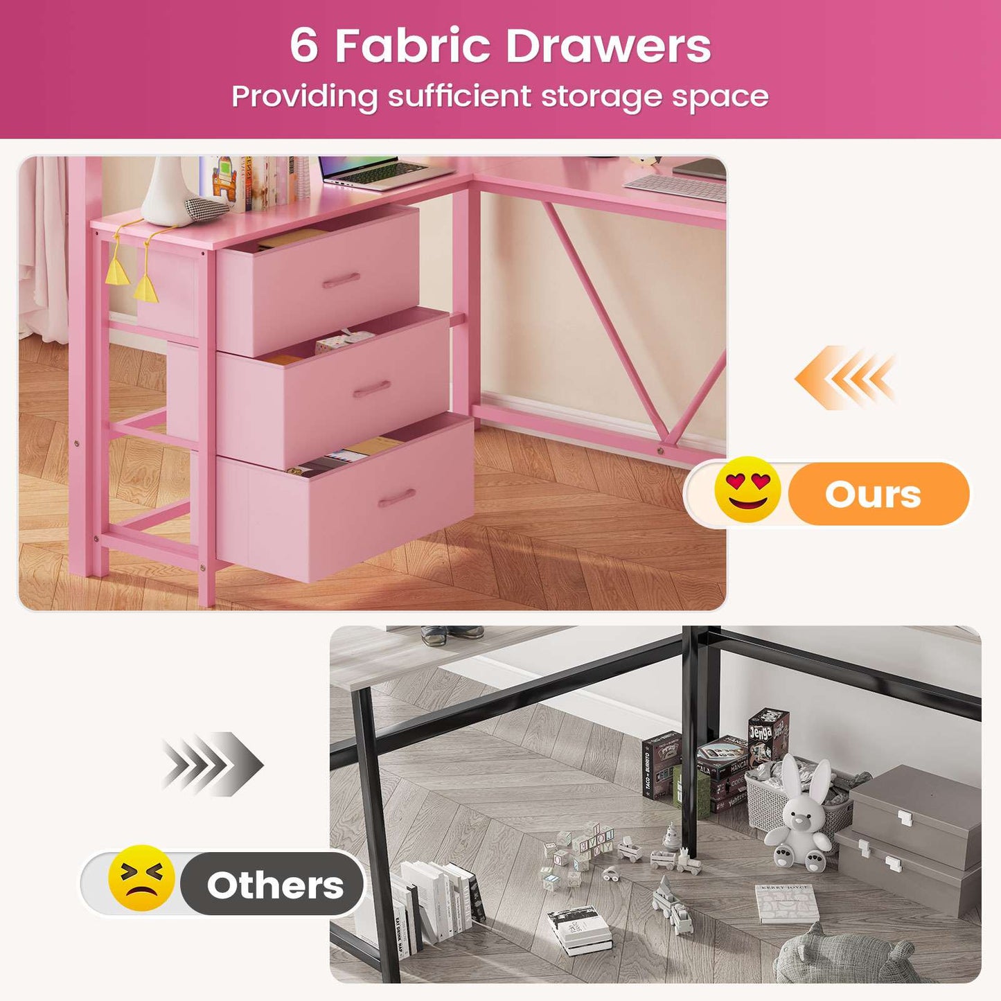 Itaar | Stairway Twin Size Loft Bed with L Shaped Desk and Wardrobe Metal Loft Bed Frame with Stairs 3 Fabric Drawers LED Lights Charging Sation