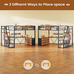 Itaar | Full Size Loft Bed with Desk and Storage Stairs Metal Loft Bed with 6 Storage Drawers Hall Tree LED Lights and Power Outlet
