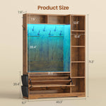 Itaar | Hall Tree with Bench and Shoe Storage Farmhouse Entryway Bench with Coat Rack Shoe Cabinet with Flip Drawers 7 Shelves 10 Coat Hooks Led Lights