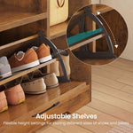 Itaar | Hall Tree with Bench and Shoe Storage Farmhouse Entryway Bench with Coat Rack Shoe Cabinet with Flip Drawers 7 Shelves 10 Coat Hooks Led Lights
