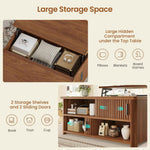 Itaar | 31.5 Inch Lift Top Coffee Table with Charging Station Fluted Wood Coffee Table with Hidden Storage  Hydraulic Lifter
