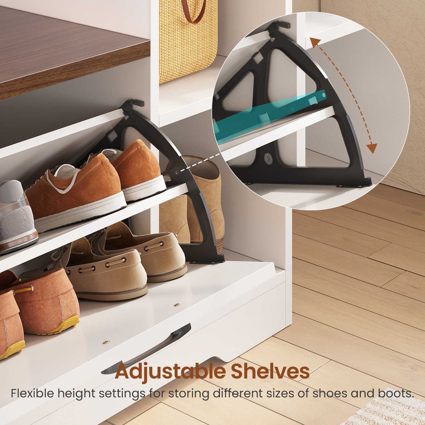 Itaar | Hall Tree with Bench and Shoe Storage Farmhouse Entryway Bench with Coat Rack Shoe Cabinet with Flip Drawers 7 Shelves 10 Coat Hooks Led Lights