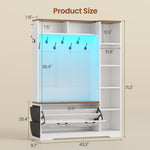 Itaar | Hall Tree with Bench and Shoe Storage Farmhouse Entryway Bench with Coat Rack Shoe Cabinet with Flip Drawers 7 Shelves 10 Coat Hooks Led Lights
