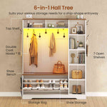 Itaar | Hall Tree with Bench and Shoe Storage Farmhouse Entryway Bench with Coat Rack Shoe Cabinet with Flip Drawers 7 Shelves 10 Coat Hooks Led Lights