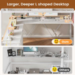 Itaar | Full Size Loft Bed with Desk and Storage Stairs Metal Loft Bed with 6 Storage Drawers Hall Tree LED Lights and Power Outlet