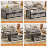 Itaar | Lift Top Coffee Table Set 43 Inch Multi-Function Coffee Table with Storage Drawers and Hidden Compartment