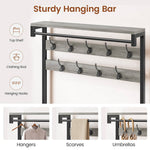 Itaar | Coat Rack Hall Tree with Bench and Shoe Storage 7 in 1 Entryway Bench with Soft Cushion Storage Bag 3 Fabric Drawers