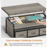 Itaar | Lift Top Coffee Table Set 43 Inch Multi-Function Coffee Table with Storage Drawers and Hidden Compartment