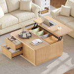 Itaar | 39.4 Inch Lift Top Coffee Table with Storage Fluted Coffee Tables for Living Room Square Coffee Table with Large Hidden Compartment