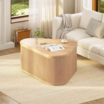 Itaar | Fluted Coffee Table with Storage Mid Century Modern Center Table Coffee Table for Living Room Apartment Small Space