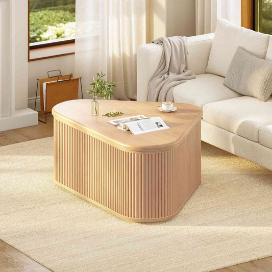 Itaar | Fluted Coffee Table with Storage Mid Century Modern Center Table Coffee Table for Living Room Apartment Small Space