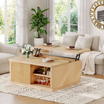 Itaar | 39.4 Inch Lift Top Coffee Table with Storage Fluted Coffee Tables for Living Room Square Coffee Table with Large Hidden Compartment