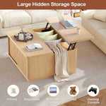 Itaar | 39.4 Inch Lift Top Coffee Table with Storage Fluted Coffee Tables for Living Room Square Coffee Table with Large Hidden Compartment