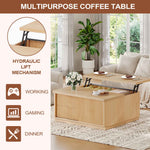 Itaar | 39.4 Inch Lift Top Coffee Table with Storage Fluted Coffee Tables for Living Room Square Coffee Table with Large Hidden Compartment
