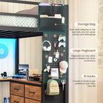 Itaar | Twin Loft Bed with L-Shaped Desk 8 Storage Drawers Metal Kids Twin Loft Bed with Led Lights Charging Station Hall Tree