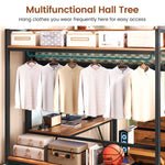 Itaar | Twin Loft Bed with L-Shaped Desk 8 Storage Drawers Metal Kids Twin Loft Bed with Led Lights Charging Station Hall Tree